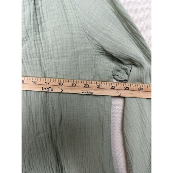 Entro Women's Blouse Sz M Button Up Long Sleeves Green Classic Casual - Picture 10 of 12